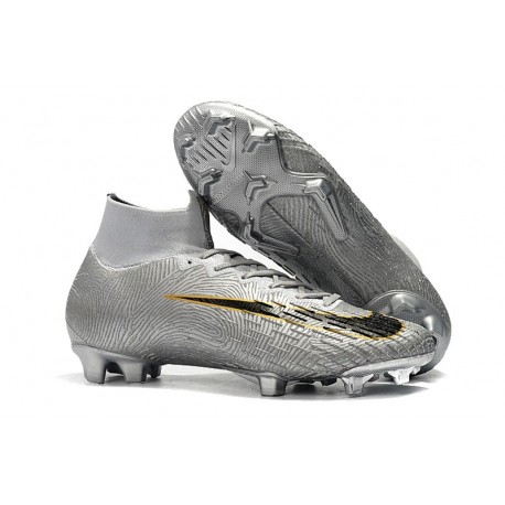 Crampons pour Hommes Nike Mercurial Superfly VI 360 Elite FG Argent Noir