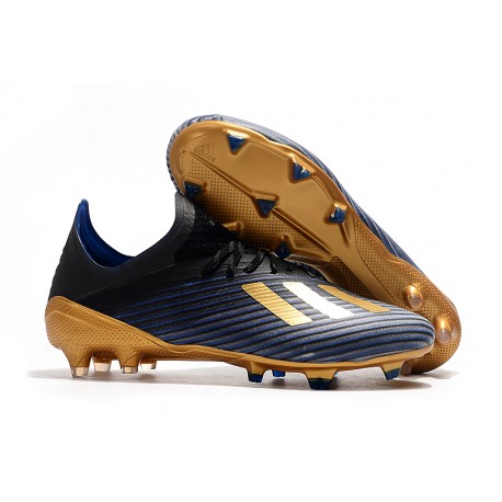 adidas X 19.1 FG Crampon de Foot Homme Bleu Noir Or