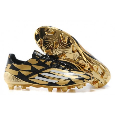 Adizero F50 Trx Fg Syn Messi - Chaussures Football Homme Adidas - Neuf Or Noir Blanc