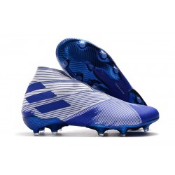 Crampons Nouvelle adidas Nemeziz 19+ FG Blanc Bleu