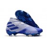 Crampons Nouvelle adidas Nemeziz 19+ FG Blanc Bleu