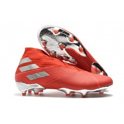 Crampons Nouvelle adidas Nemeziz 19+ FG Rouge Argent