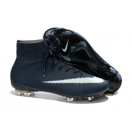 Nouveau Chaussure de Football Nike Mercurial Superfly CR FG Bleu Marine Blanc