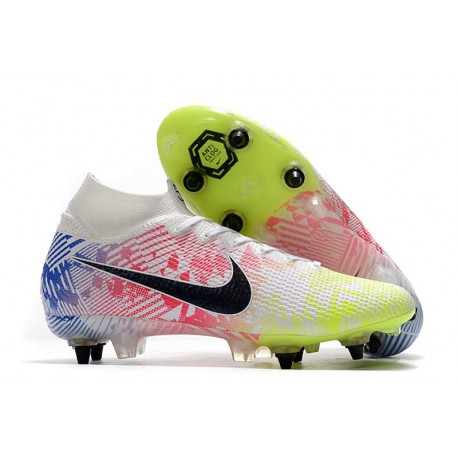 Nike Mercurial Superfly 7 Elite SG Anti Clog Neymar Blanc Noir Bleu Volt