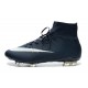 Nouveau Chaussure de Football Nike Mercurial Superfly CR FG Bleu Marine Blanc
