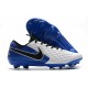 Nike Tiempo Legend VIII Elite FG Crampons Blanc Bleu Noir