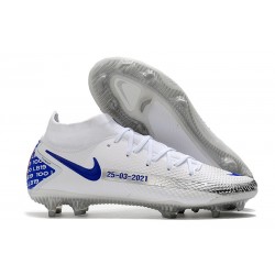 Nike Phantom GT Elite DF FG Crampon Blanc Bleu