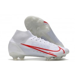 Chaussures de Football Nike Mercurial Superfly VIII Elite FG Blanc Rouge