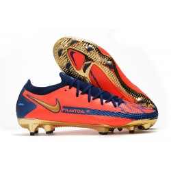 Chaussure Nouveau Nike Phantom GT Elite FG Orange Or Bleu