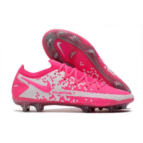 Chaussure Nouveau Nike Phantom GT Elite FG Rose Blanc