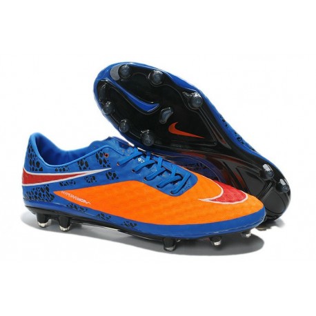 2014/2015 Nouvelle Nike Hypervenom Phantom FG Hommes Orange Rouge Bleu Pack de Réflexion
