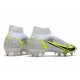 Nike Mercurial Superfly VIII Elite SG Anti Clog Blanc Noir Métallique Argent Volt
