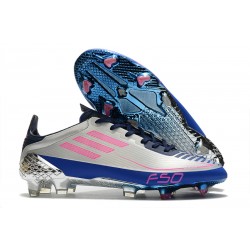 Chaussure de foot adidas F50 Ghosted Adizero FG Gris Bleu Rose