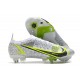 Nike Mercurial Vapor XIV Elite SG-Pro Silver Safari - Blanc Noir Argenté Jaune Fluo