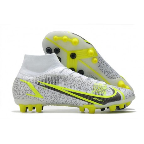 Nike Mercurial Superfly VIII Elite AG-Pro Silver Safari - Blanc Noir