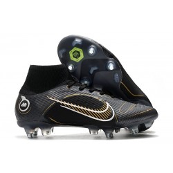Nike Mercurial Superfly VIII Elite SG Anti Clog Noir Or Métallique Argent Métallique