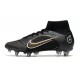 Nike Mercurial Superfly VIII Elite SG Anti Clog Noir Or Métallique Argent Métallique