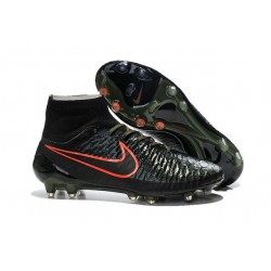 Nouveau 2015 Crampons Nike Magista Obra FG Noir Vert Hyper Rouge