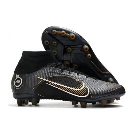 Nike Mercurial Superfly VIII Elite AG-Pro Noir Or Argent Métallique