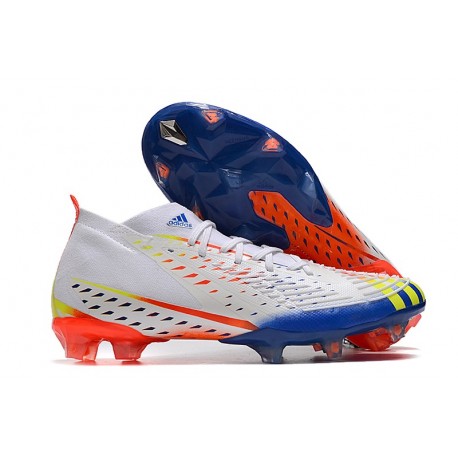 Chaussure adidas Predator Edge.1 FG Blanc Jaune Solaire Bleu Power