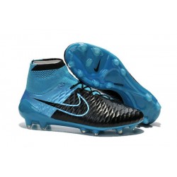 Nouveau Chaussures de Football Nike Magista Obra FG Cuir Bleu Noir