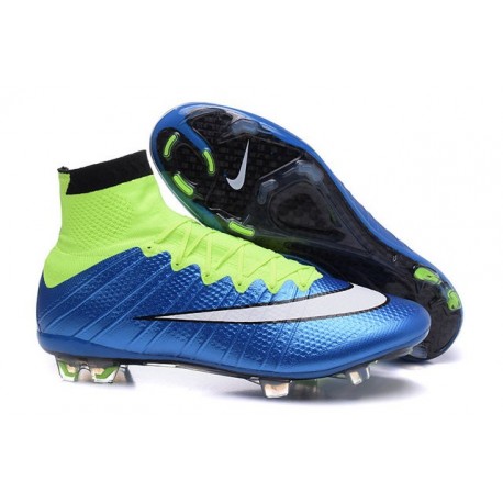 2015 Nouvelle Chaussure Nike Mercurial Superfly IV FG Blue Volt Blanc Noir