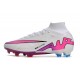 Chaussure Nike Zoom Mercurial Superfly IX Elite FG Blanc Rose Bleu