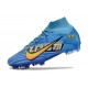 Chaussure Nike Zoom Mercurial Superfly IX Elite FG X Mbappe Bleu Baltique Blanc