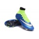 2015 Nouvelle Chaussure Nike Mercurial Superfly IV FG Blue Volt Blanc Noir