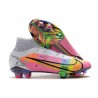 Chaussures de Football Nike Mercurial Superfly VIII Elite FG Rose Bleu Jaune
