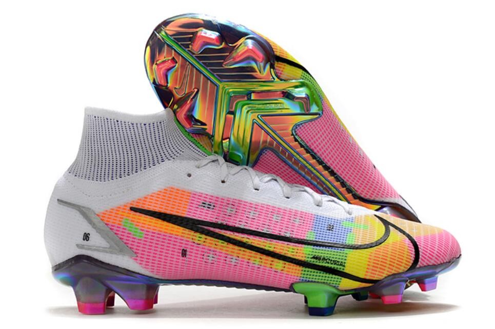 Chaussures de Football Nike Mercurial Superfly VIII Elite FG Rose Bleu Jaune