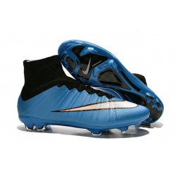 Nouveau Chaussure de Football Nike Mercurial Superfly CR FG Blanc Bleu Noir