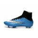 Nouveau Chaussure de Football Nike Mercurial Superfly CR FG Blanc Bleu Noir