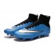 Nouveau Chaussure de Football Nike Mercurial Superfly CR FG Blanc Bleu Noir