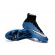 Nouveau Chaussure de Football Nike Mercurial Superfly CR FG Blanc Bleu Noir