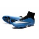 Nouveau Chaussure de Football Nike Mercurial Superfly CR FG Blanc Bleu Noir