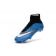Nouveau Chaussure de Football Nike Mercurial Superfly CR FG Blanc Bleu Noir