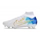 Chaussure Nike Zoom Mercurial Superfly IX Elite FG Blanc Bleu Or