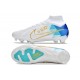 Chaussure Nike Zoom Mercurial Superfly IX Elite FG Blanc Bleu Or