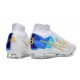 Chaussure Nike Zoom Mercurial Superfly IX Elite FG Blanc Bleu Or
