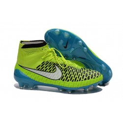 Nouveau Chaussures de Football Nike Magista Obra FG Volt Blanc Bleu Lagon Noir