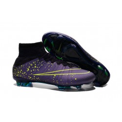 Nouveau Chaussure de Football Nike Mercurial Superfly CR FG Violet Volt Bleu Vert Noir