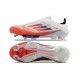 Crampons Adidas F50+ Laceless FG Advancement - Blanc Rouge Bleu