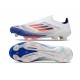 Crampons Adidas F50+ Laceless FG Advancement - Blanc Rouge Bleu