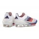 Crampons Adidas F50+ Laceless FG Advancement - Blanc Rouge Bleu