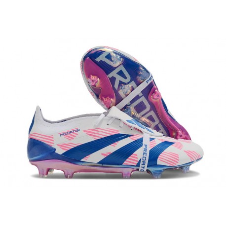 adidas Predator Foldover Tongue Elite FG Blanc Ftwr Bleu Solaire Rose Solaire