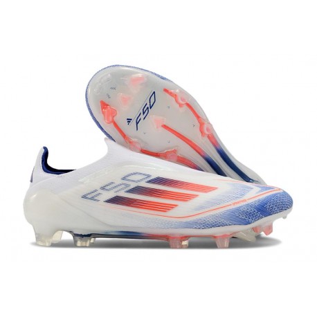 Adidas F50 Elite Sans Lacets FG Advancement - Blanc Bleu Rouge 