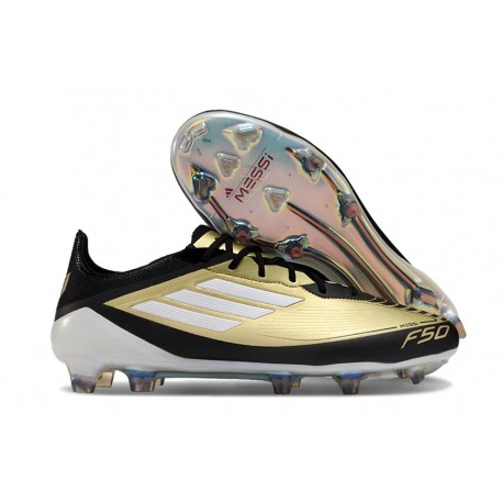 Chaussure Adidas F50 Elite FG Doré Noir Blanc 