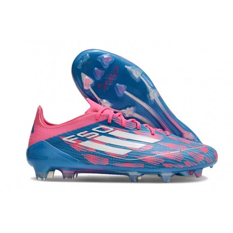 Chaussure Adidas F50 Elite FG Bleu Solaire Blanc Ftwr Rose