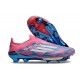 Crampons Adidas F50+ Laceless FG Bleu Solaire Blanc Ftwr Rose